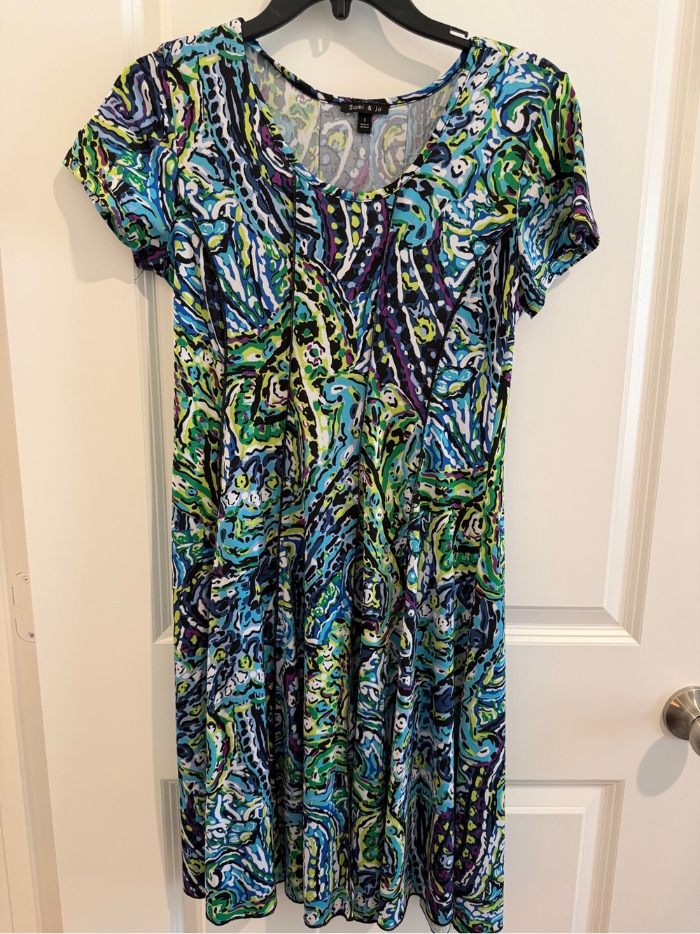 Sami & Jo Teal, Blue & Lime Paisley Midi Dress